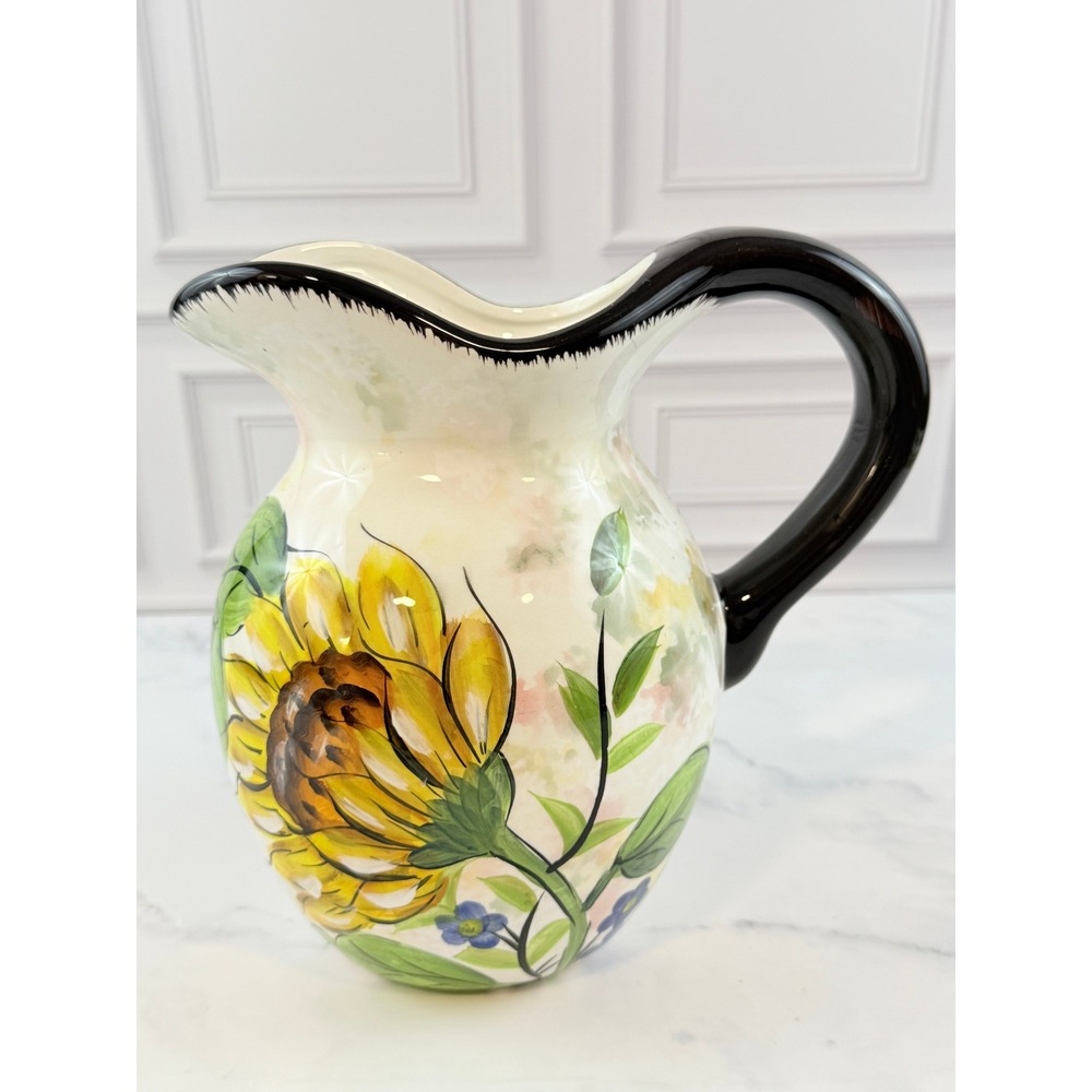 VTG Maison du Provence Ceramic Sunflower 8in Pitcher Vase